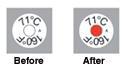 TempDot耐高温标签，型号54111，可用于商业洗碗机，以确保71℃的建议温度已经达到。该标签可贴在玻璃器、银器或直接贴到洗碗机架。当温度达到71°C或更高，标签不可逆转地由透明改变为红色。